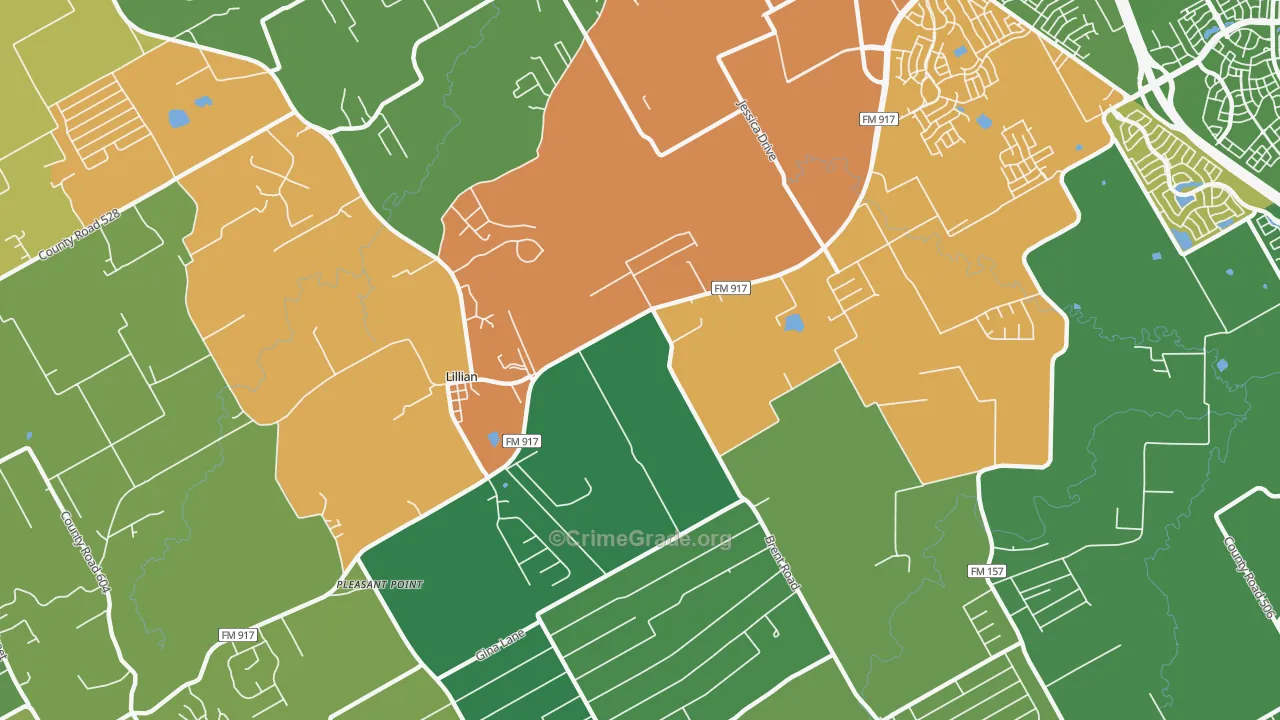 Lillian, TX Map of Assault Rates