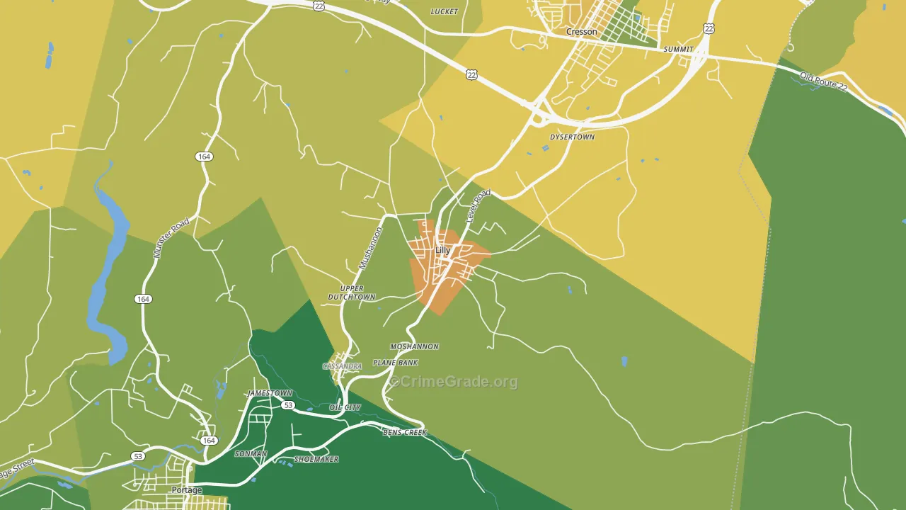 Lilly, PA Map of Assault Rates
