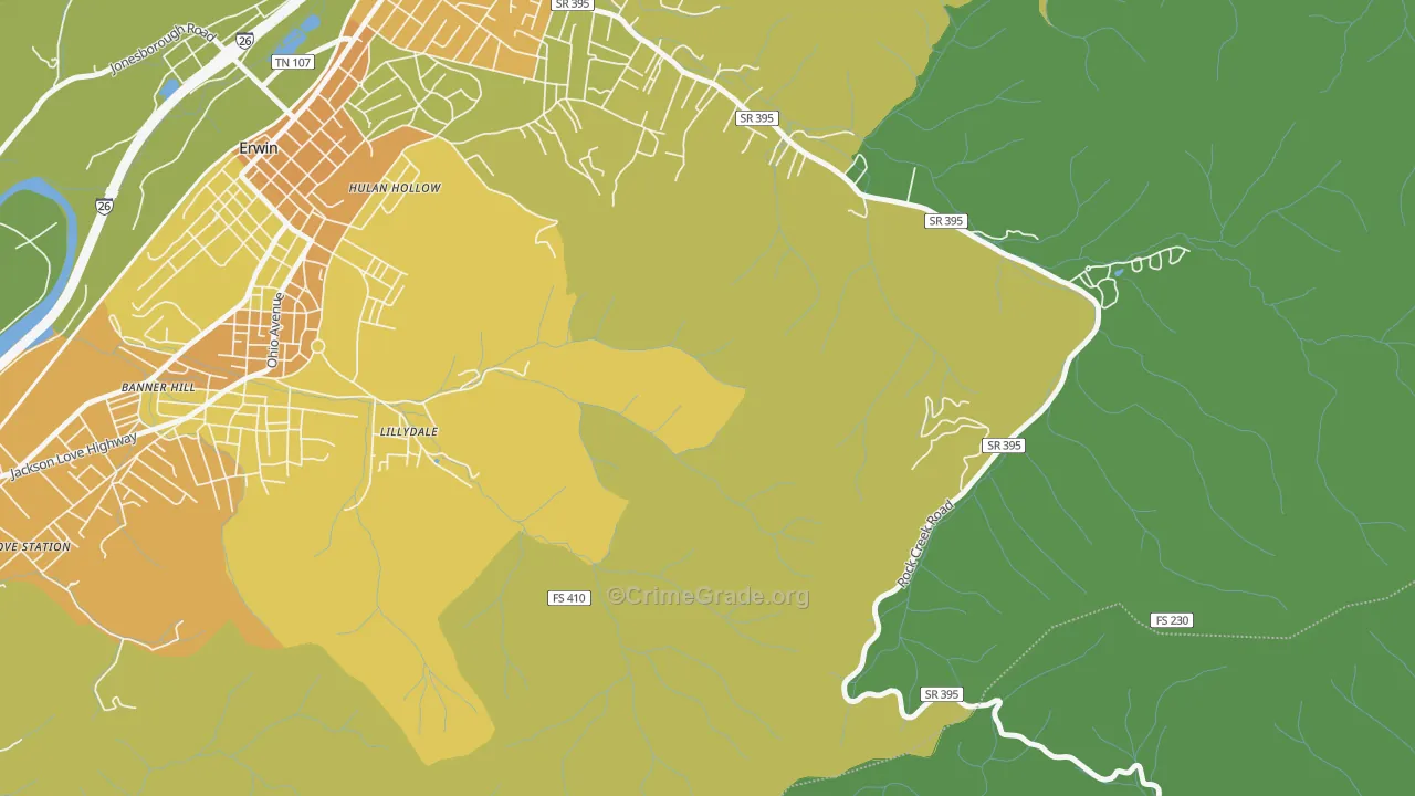 Lillydale, TN Map of Assault Rates