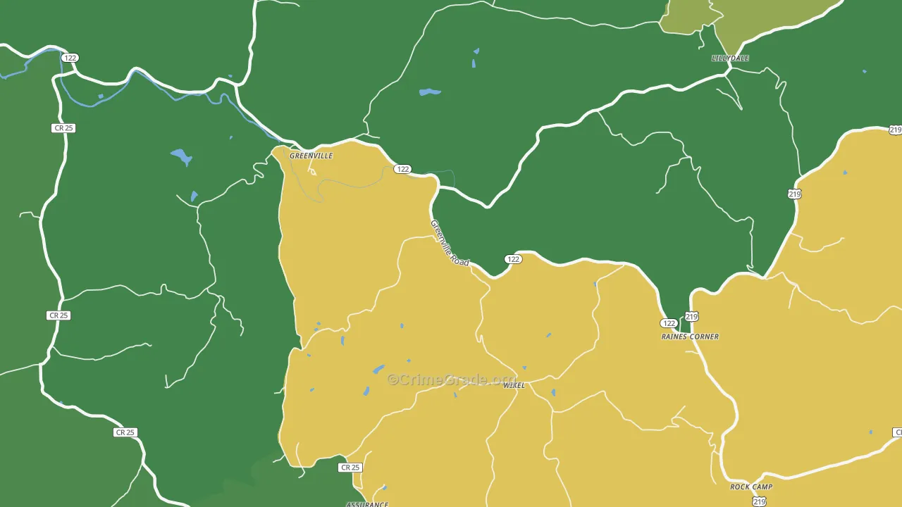 Lillydale, WV Map of Assault Rates