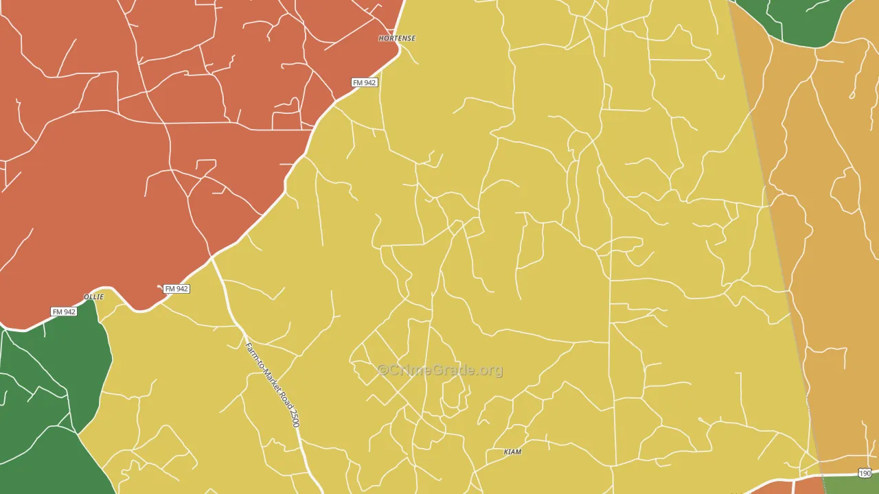 Lily Island, TX Map of Assault Rates