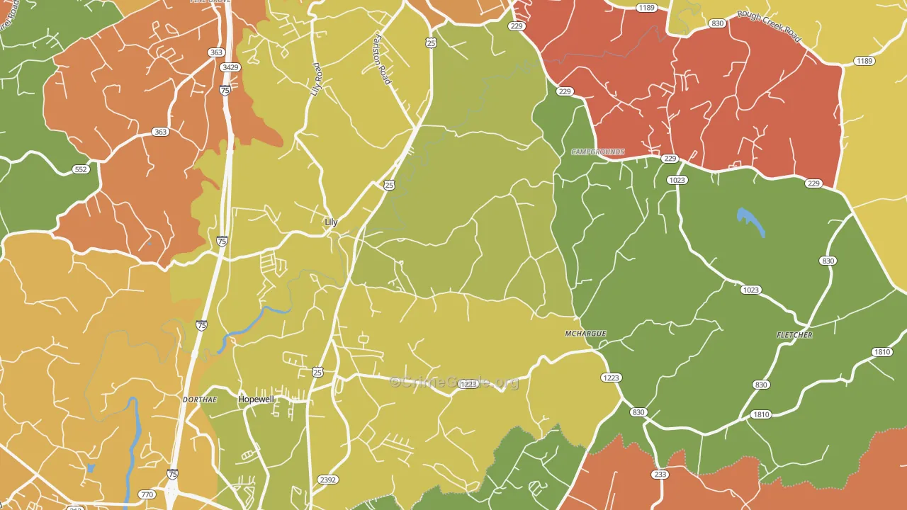 Lily, KY Map of Assault Rates
