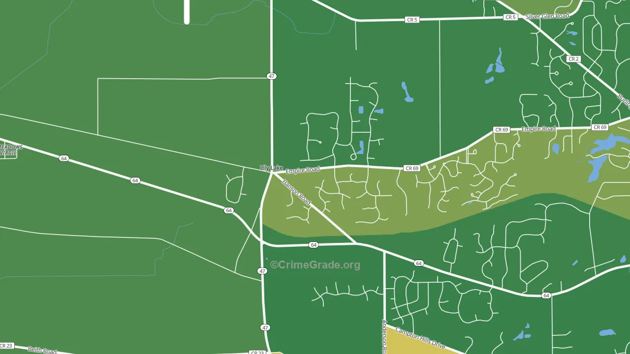 Lily Lake, IL Map of Assault Rates