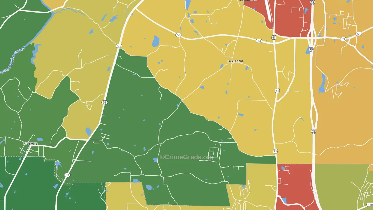 Lily Pond, GA Map of Assault Rates