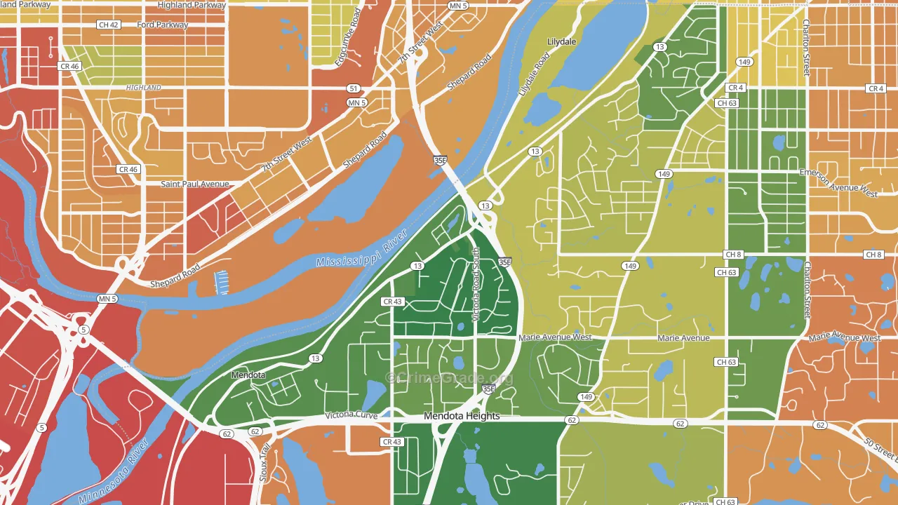 Lilydale, MN Map of Assault Rates