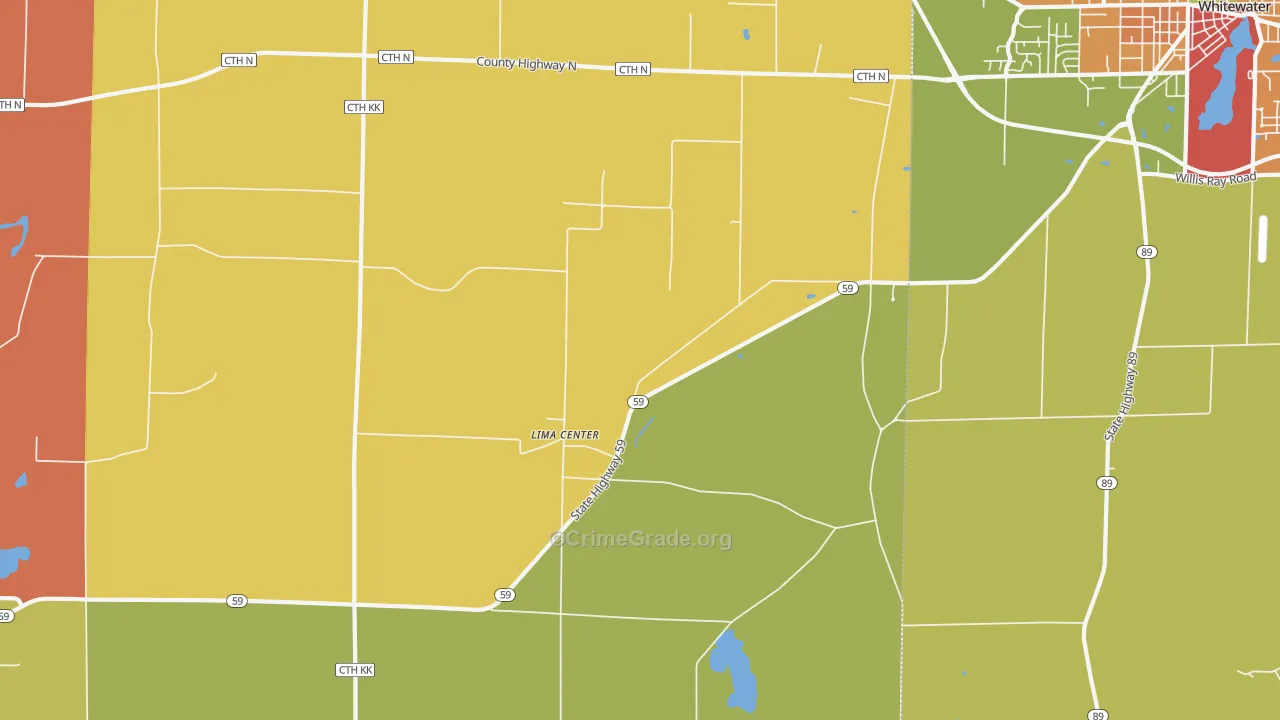Lima Center, WI Map of Assault Rates