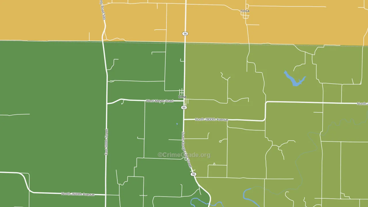 Lima, IL Map of Assault Rates