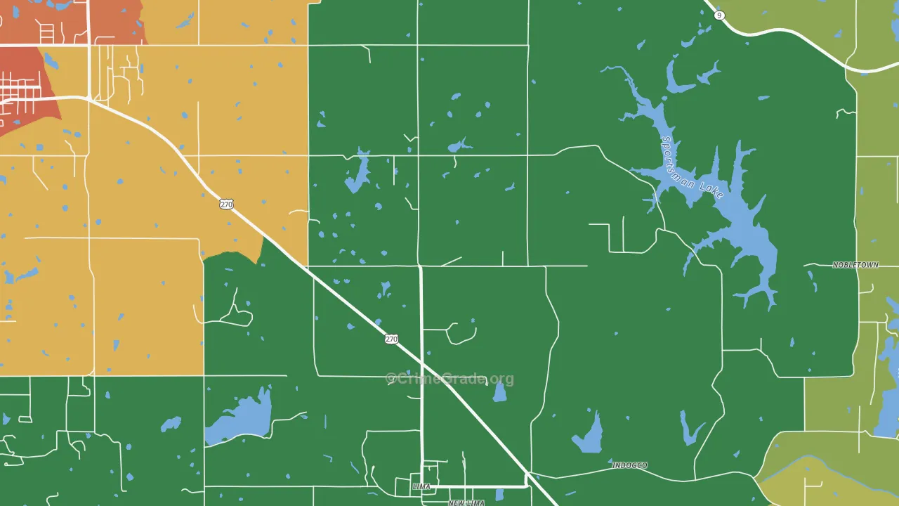 Lima, OK Map of Assault Rates