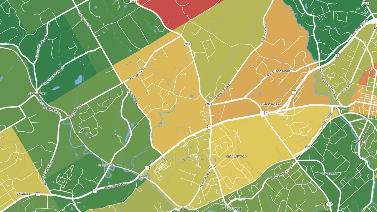 Lima, PA Map of Assault Rates