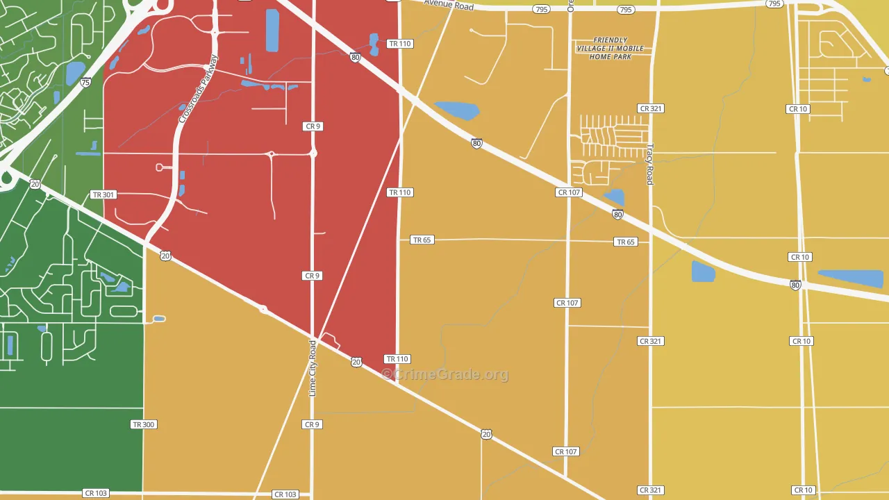 Lime City, OH Map of Assault Rates