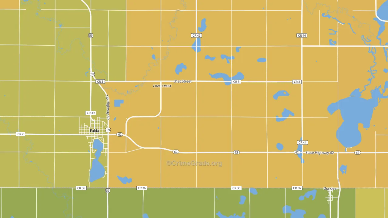 Lime Creek, MN Map of Assault Rates