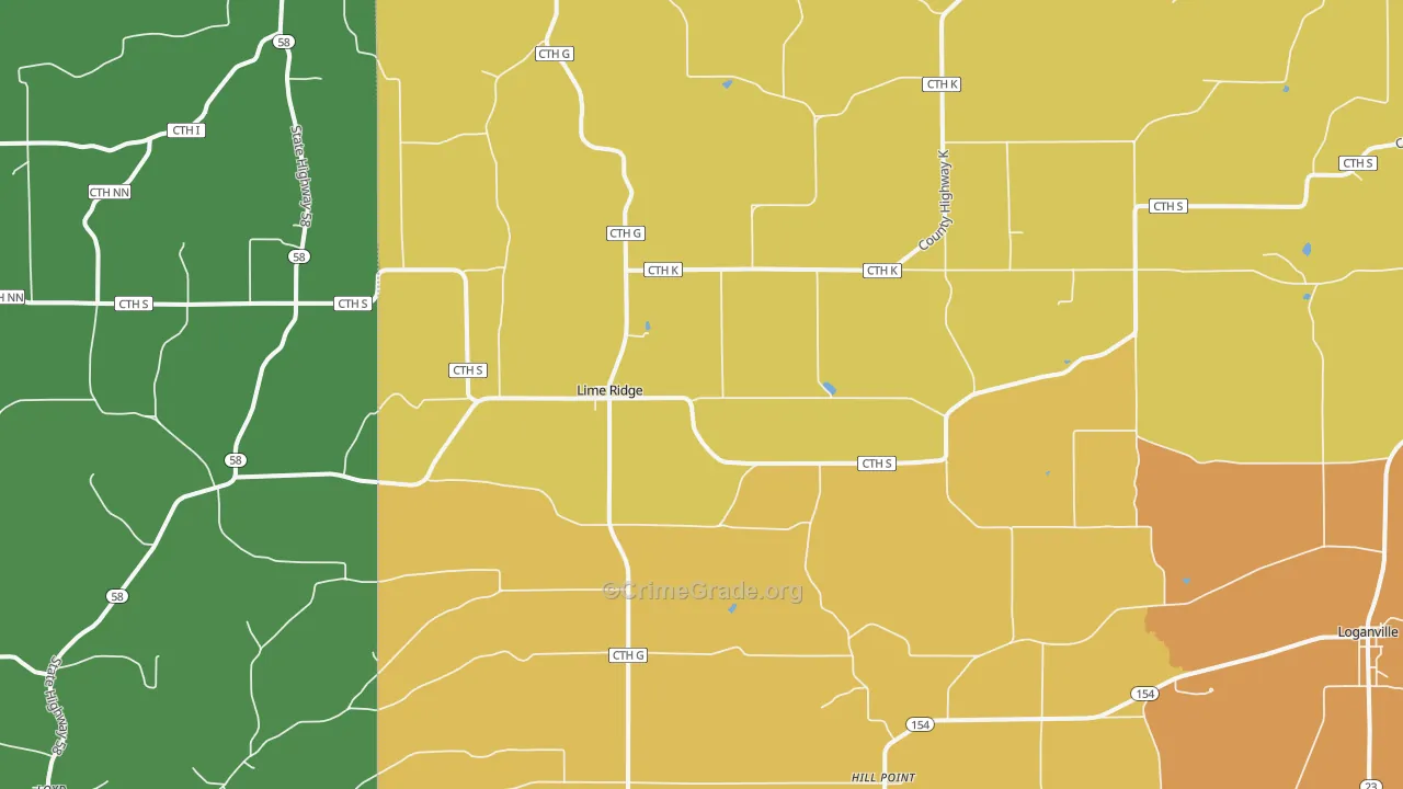 Lime Ridge, WI Map of Assault Rates