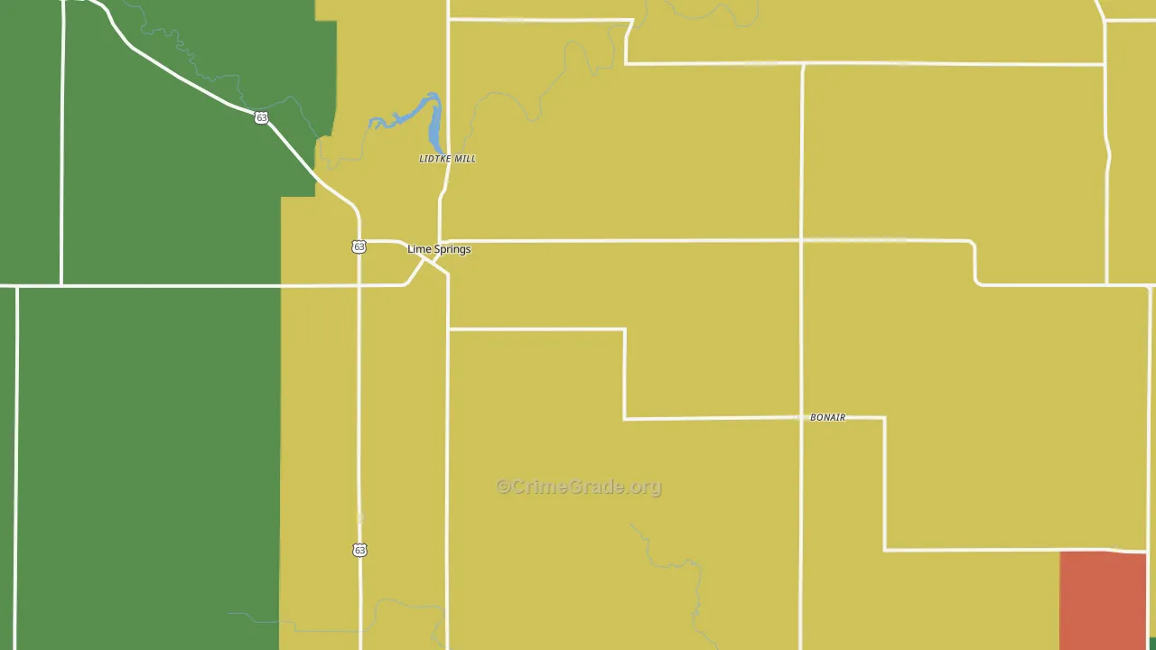 Lime Springs, IA Map of Assault Rates