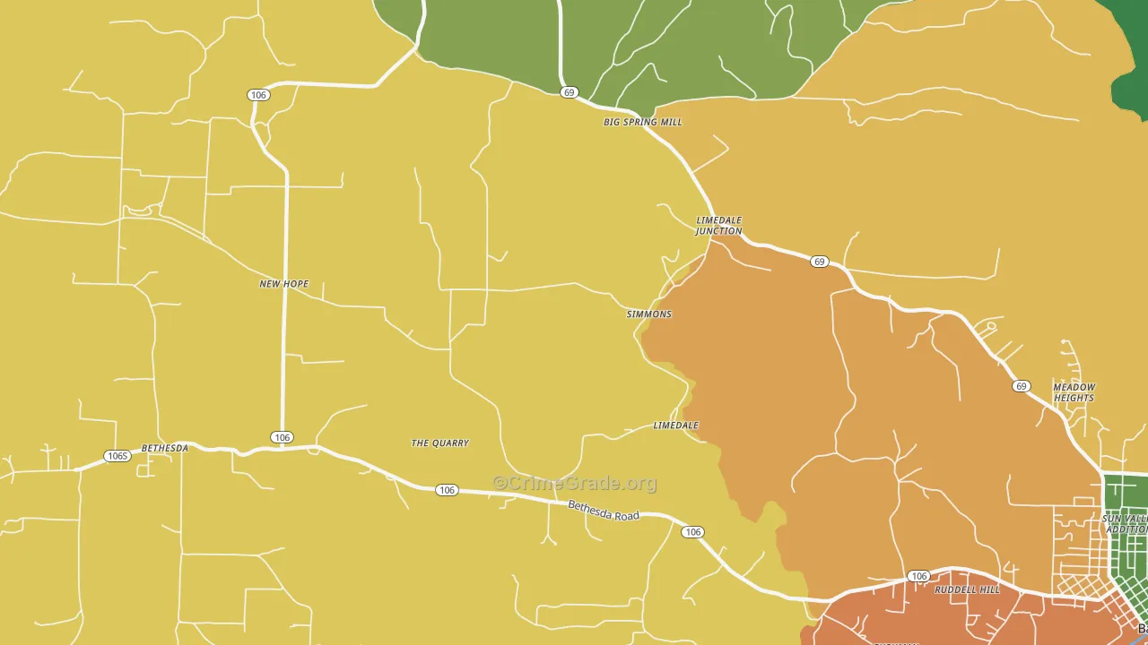 Limedale, AR Map of Assault Rates