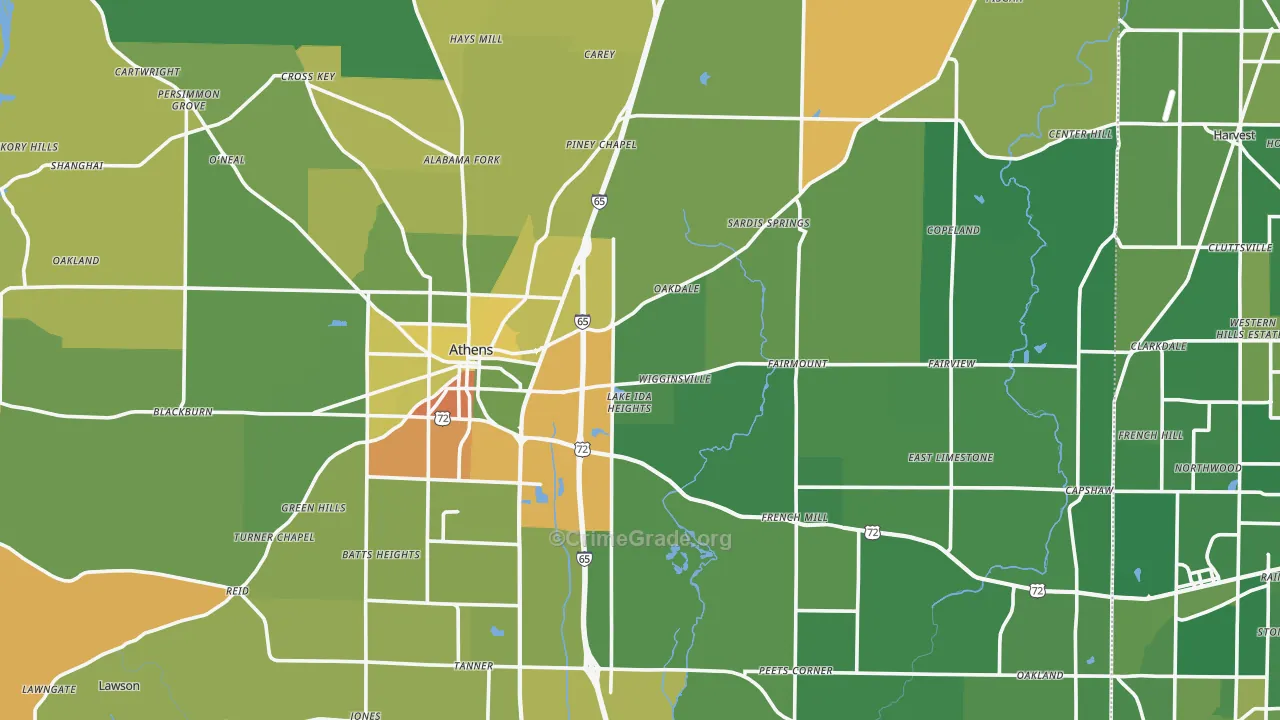 Limestone County, AL Map of Assault Rates
