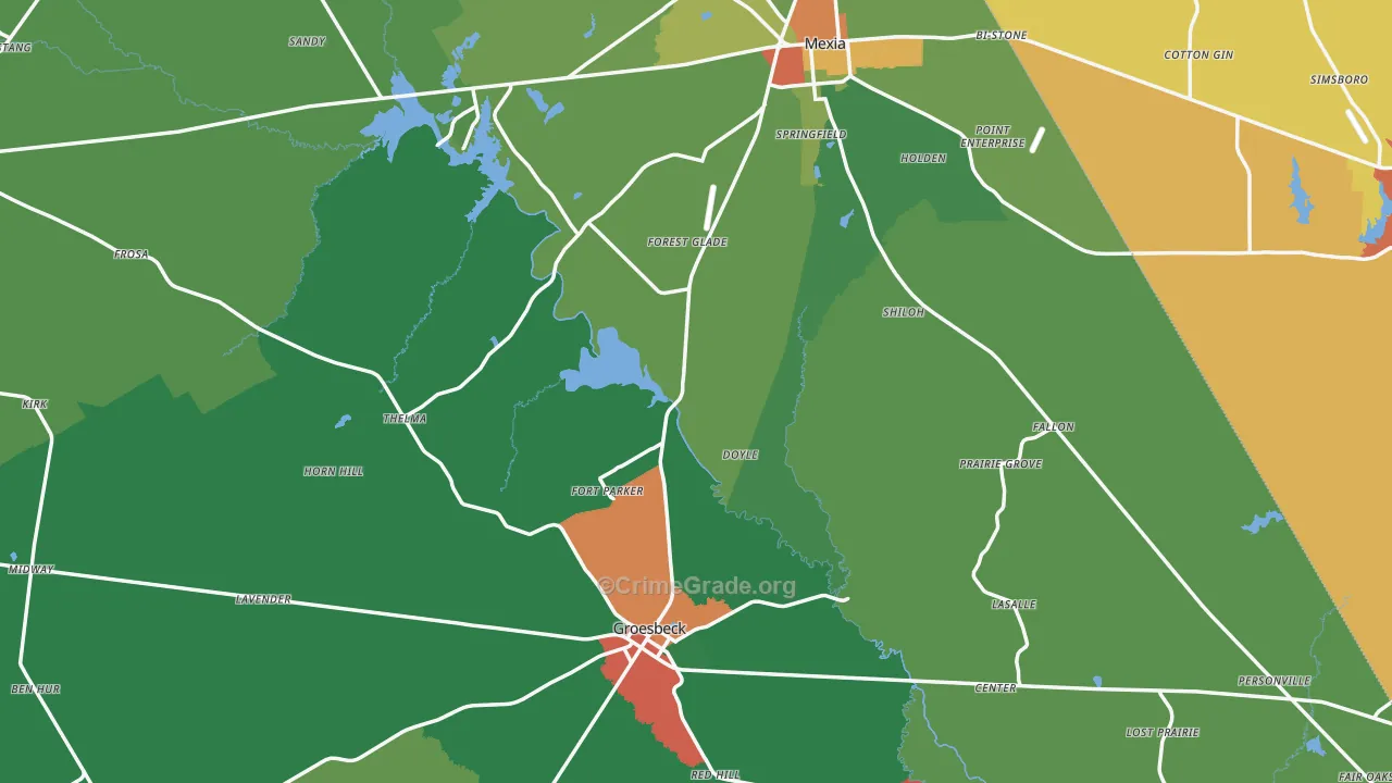 Limestone County, TX Map of Assault Rates