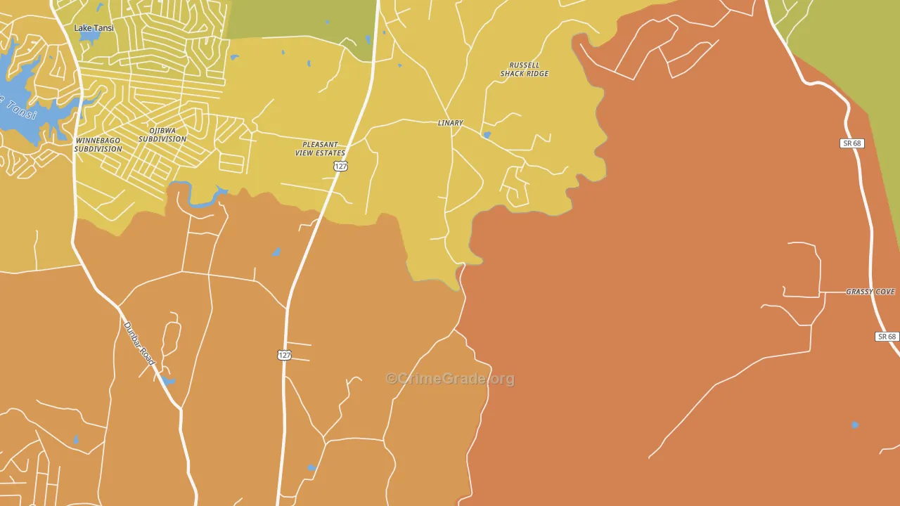 Linary, TN Map of Assault Rates
