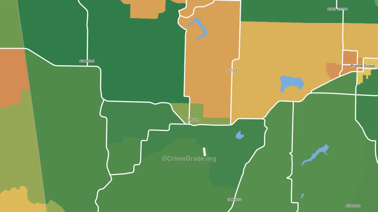 Lincoln, AR Map of Assault Rates