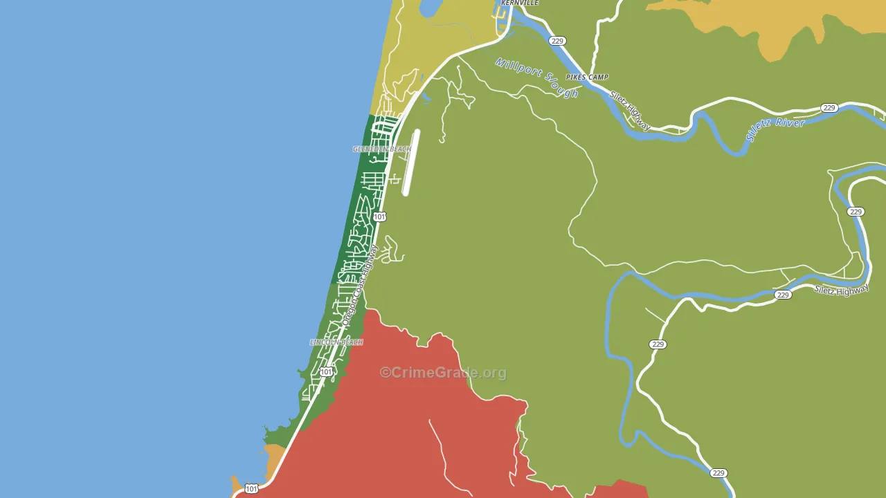 Lincoln Beach, OR Map of Assault Rates