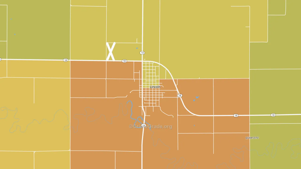 Lincoln Center, KS Map of Assault Rates