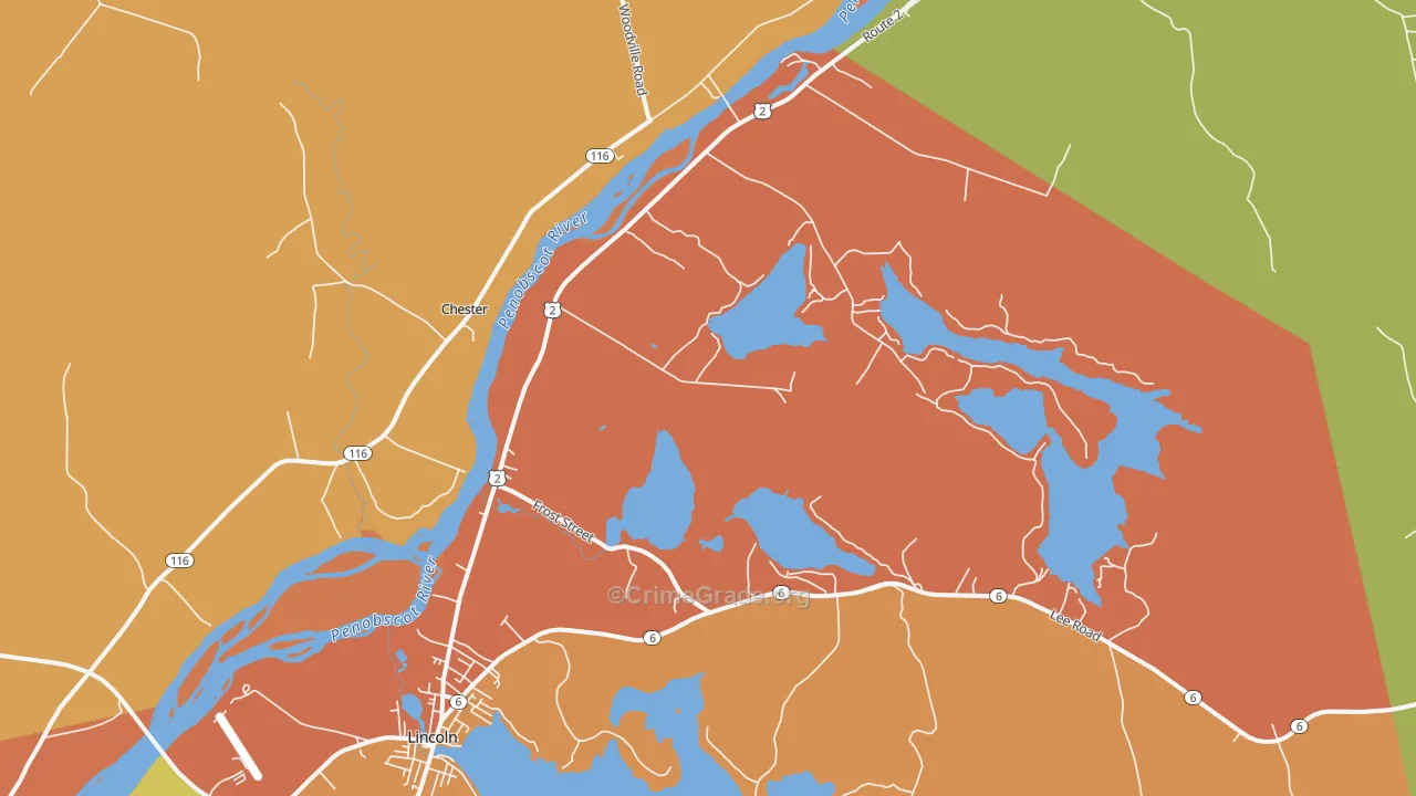 Lincoln Center, ME Map of Assault Rates