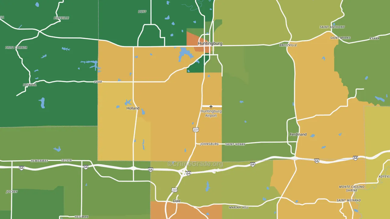 Lincoln City, IN Map of Assault Rates