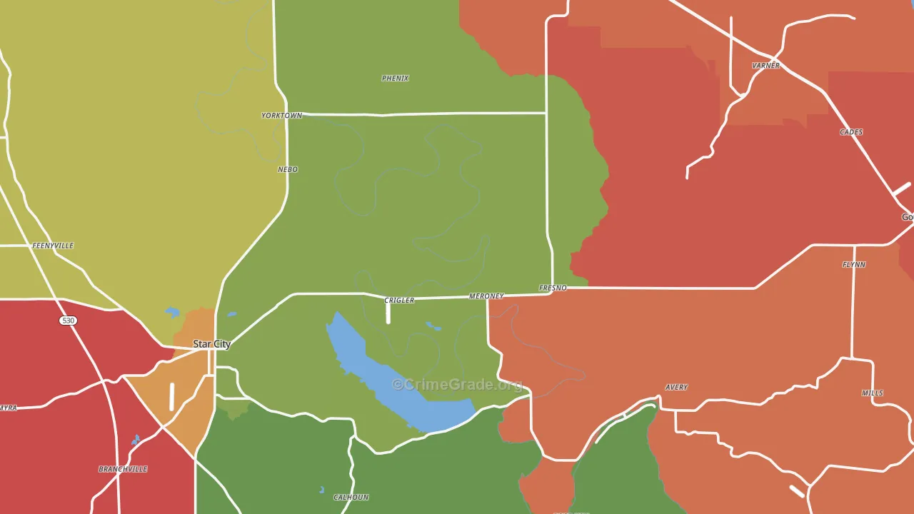 Lincoln County, AR Map of Assault Rates