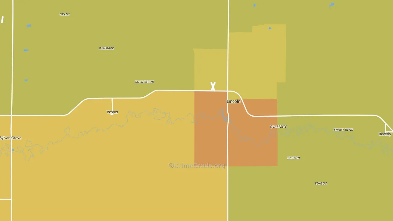 Lincoln County, KS Map of Assault Rates