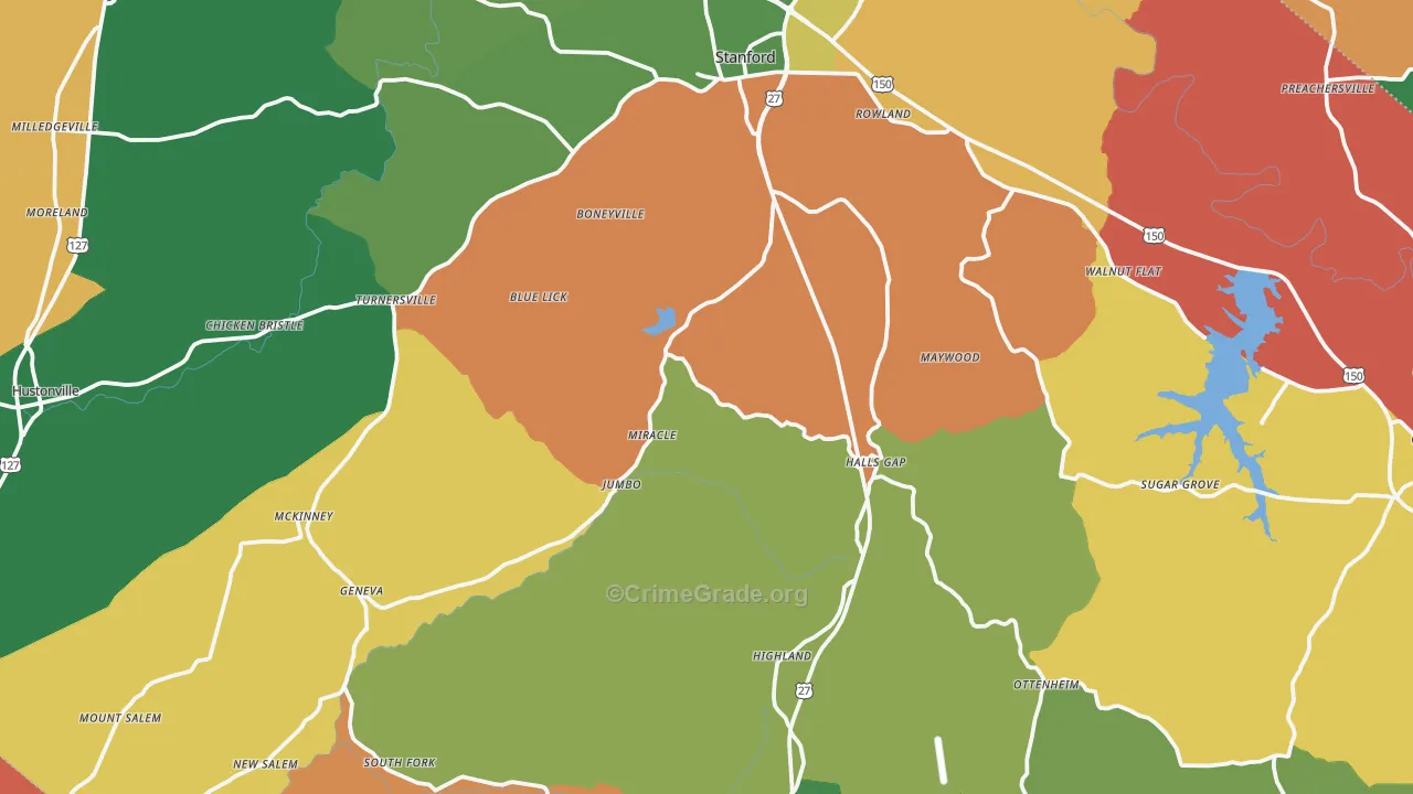 Lincoln County, KY Map of Assault Rates