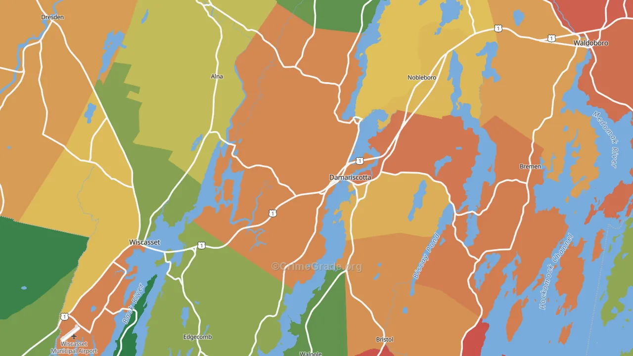 Lincoln County, ME Map of Assault Rates