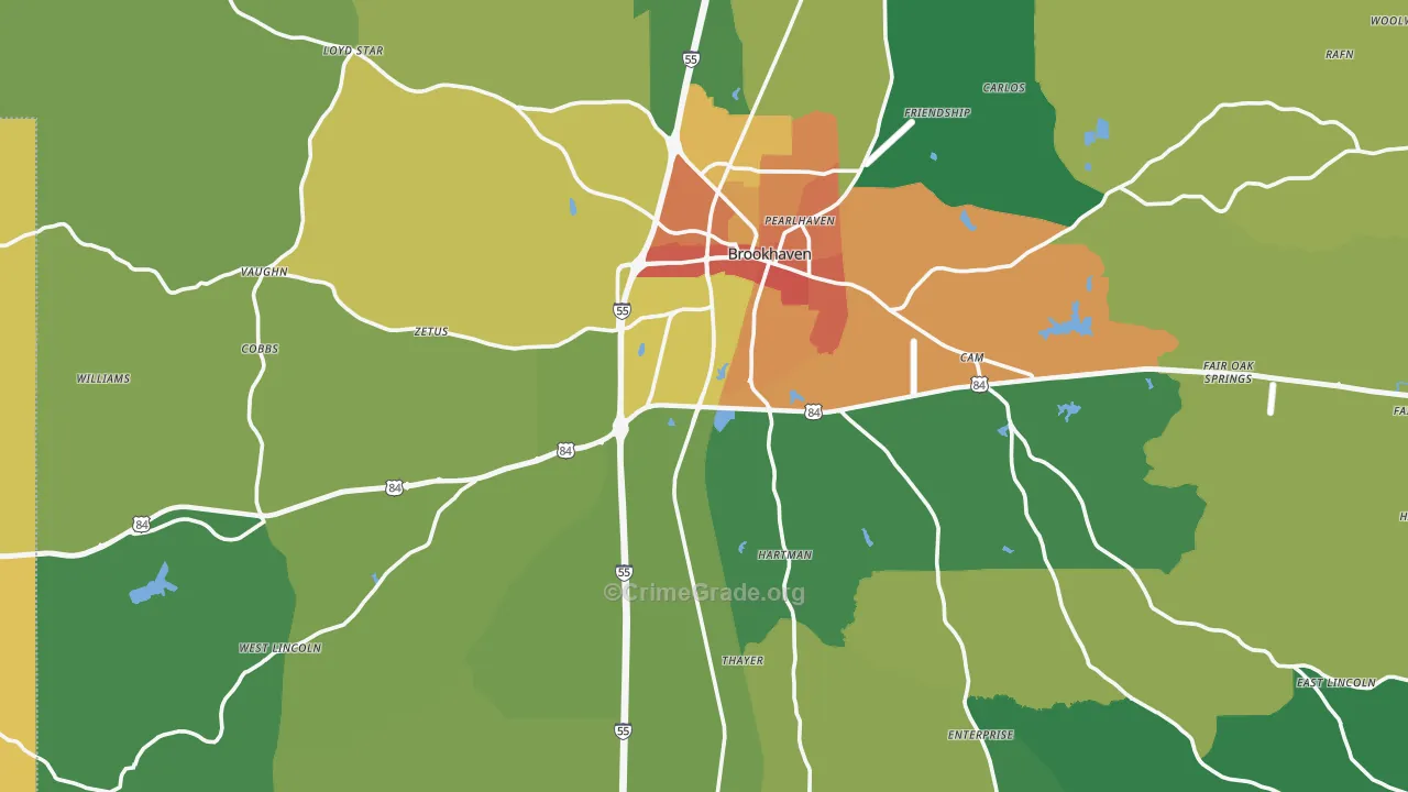 Lincoln County, MS Map of Assault Rates