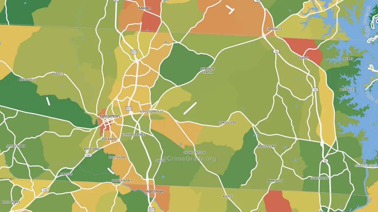 Lincoln County, NC Map of Assault Rates