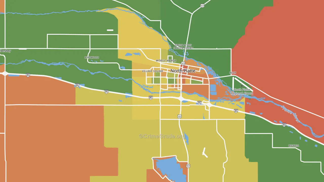 Lincoln County, NE Map of Assault Rates