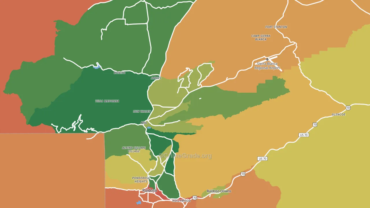 Lincoln County, NM Map of Assault Rates