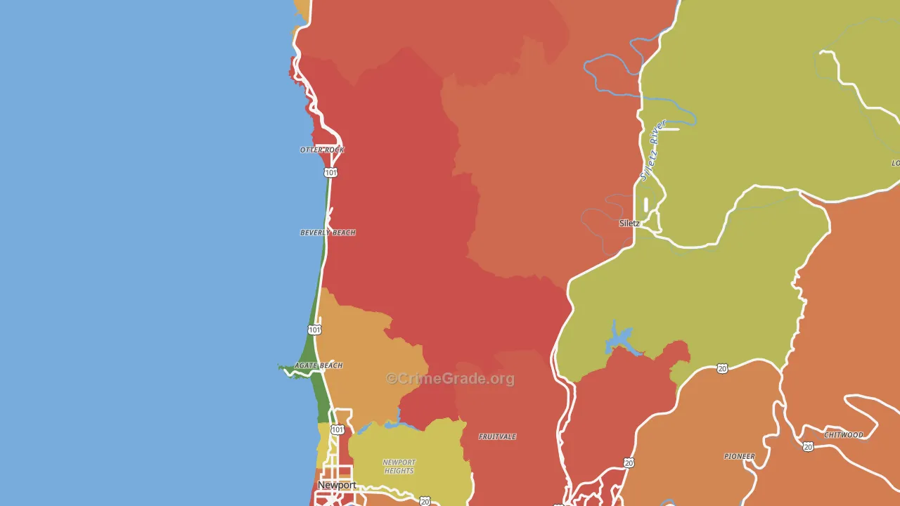 Lincoln County, OR Map of Assault Rates