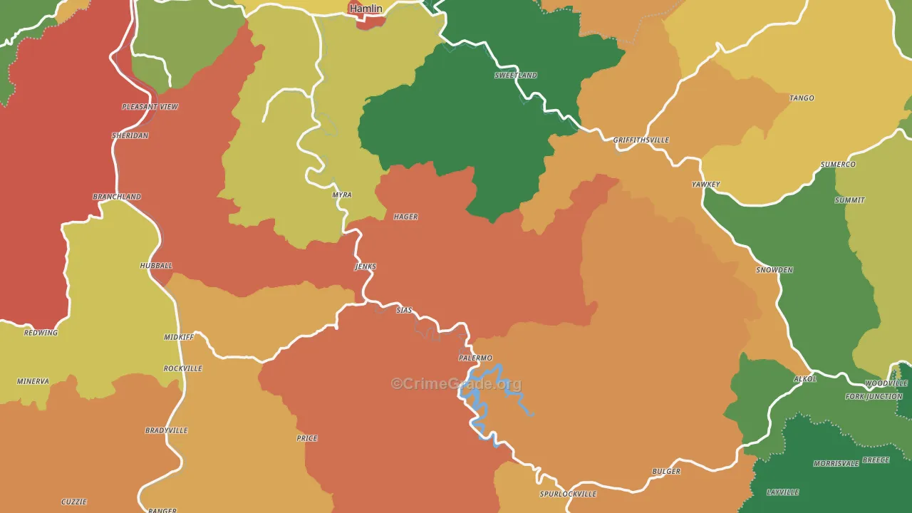 Lincoln County, WV Map of Assault Rates