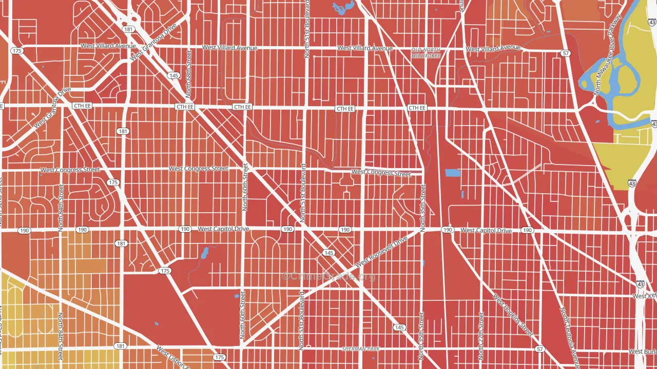Lincoln Creek, Milwaukee, WI Map of Assault Rates