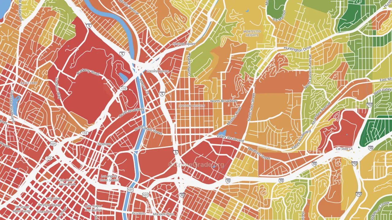 Lincoln Heights, Los Angeles, CA Map of Assault Rates