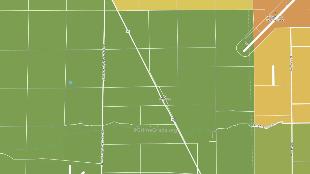 Lincoln, IN Map of Assault Rates