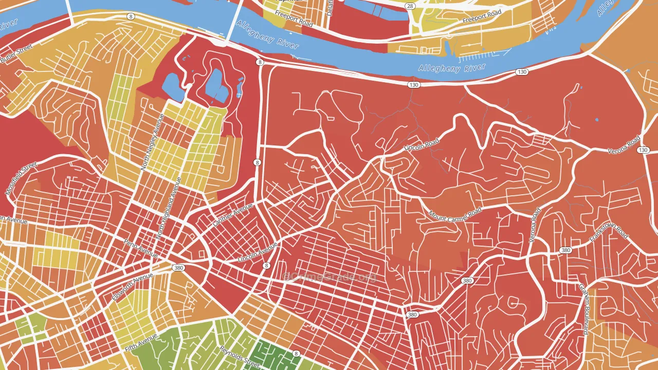 Lincoln-Lemington-Belmar, Pittsburgh, PA Map of Assault Rates