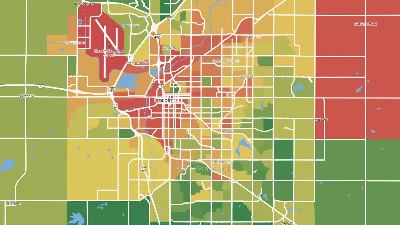 Lincoln, NE Map of Assault Rates