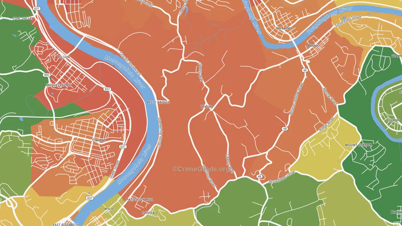 Lincoln, PA Map of Assault Rates