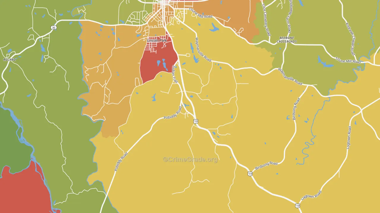 Lincoln Park, GA Map of Assault Rates