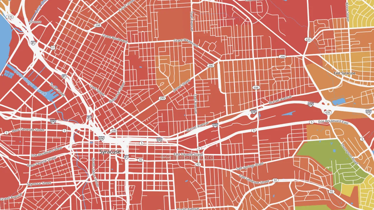 Lincoln Park-Syracuse, Syracuse, NY Map of Assault Rates