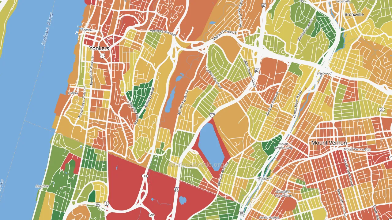 Lincoln Park, Yonkers, NY Map of Assault Rates