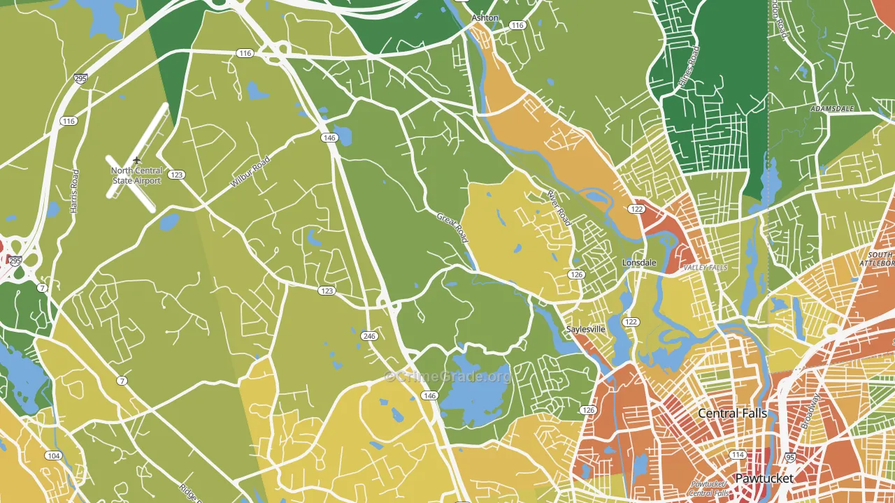 Lincoln, RI Map of Assault Rates
