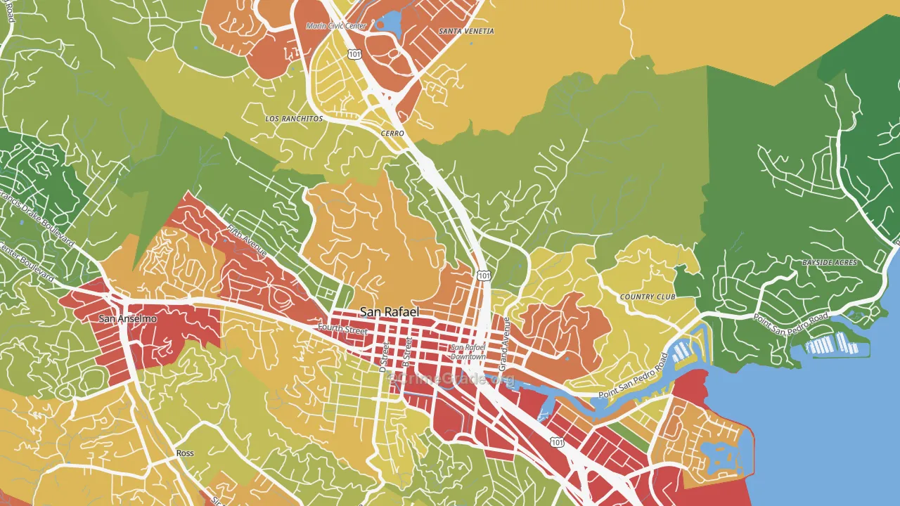 Lincoln, San Rafael, CA Map of Assault Rates