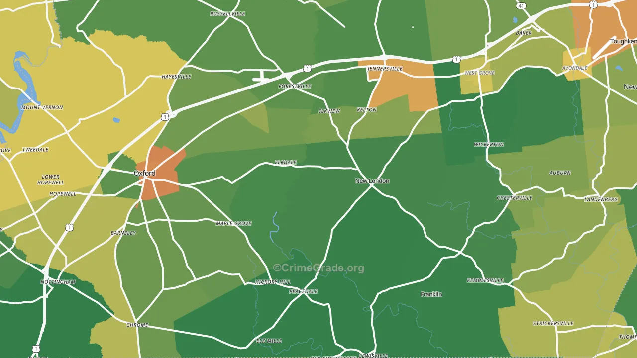 Lincoln University, PA Map of Assault Rates