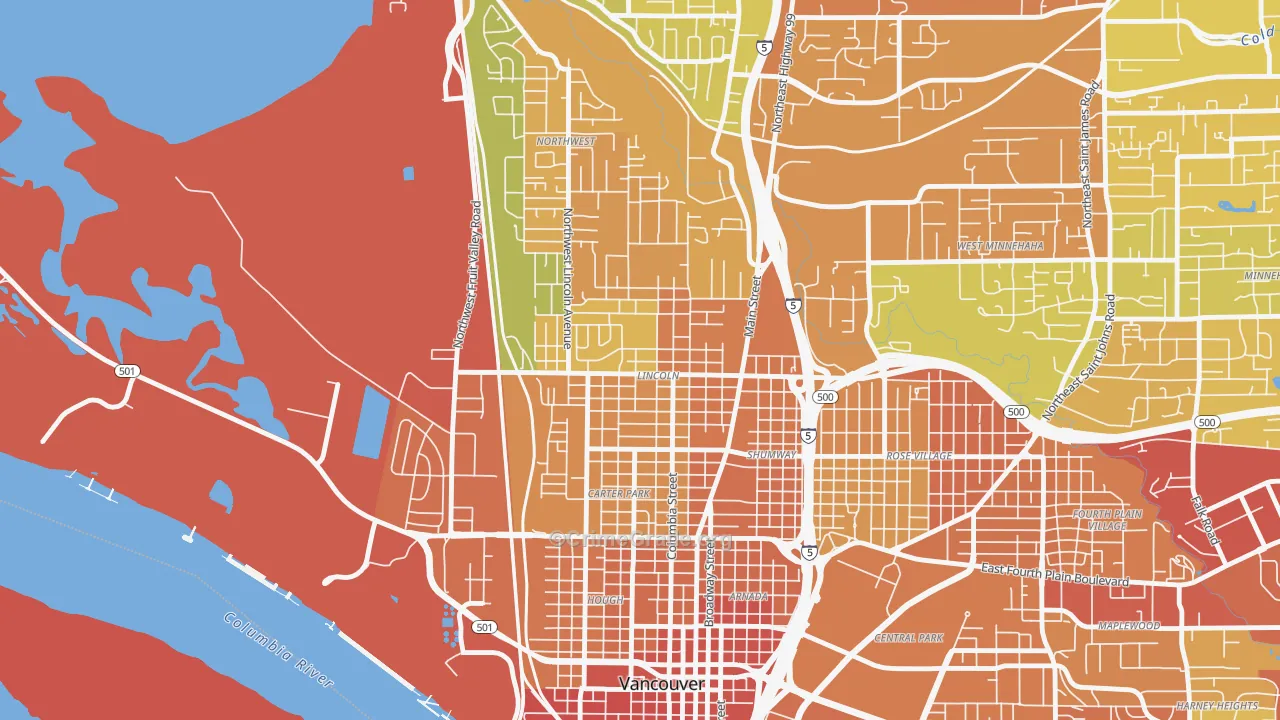 Lincoln, Vancouver, WA Map of Assault Rates