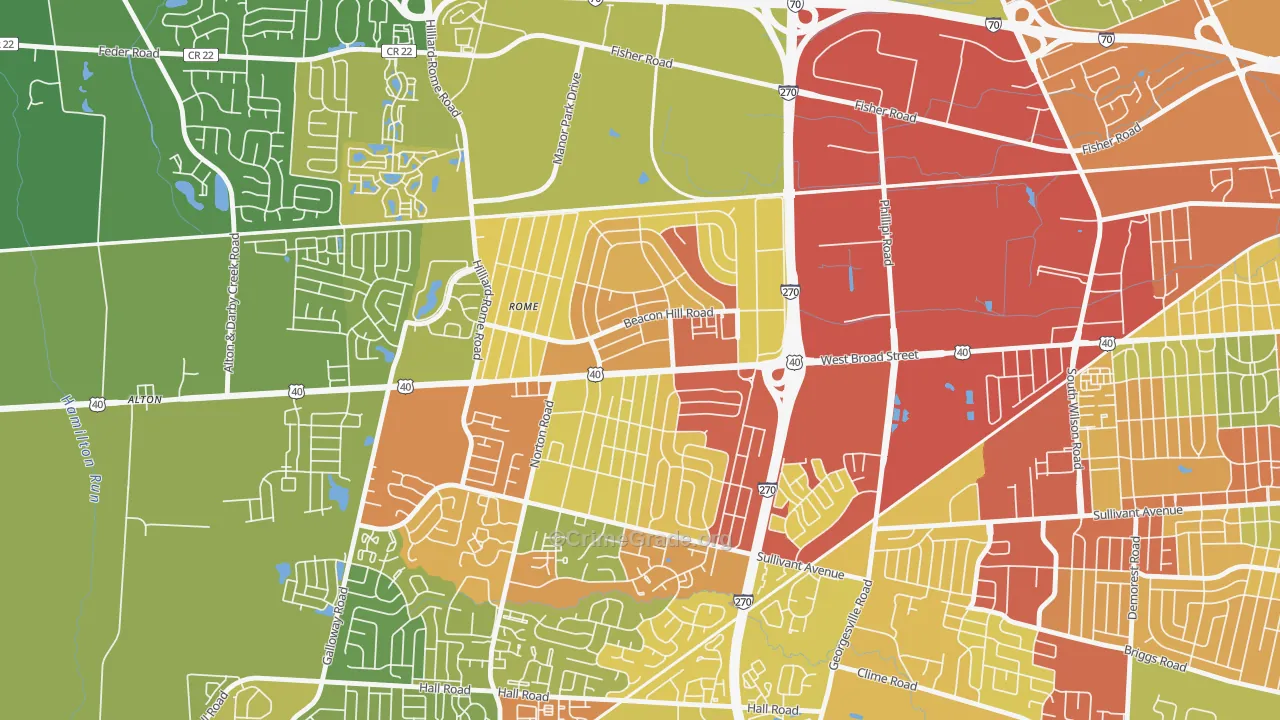 Lincoln Village, OH Map of Assault Rates
